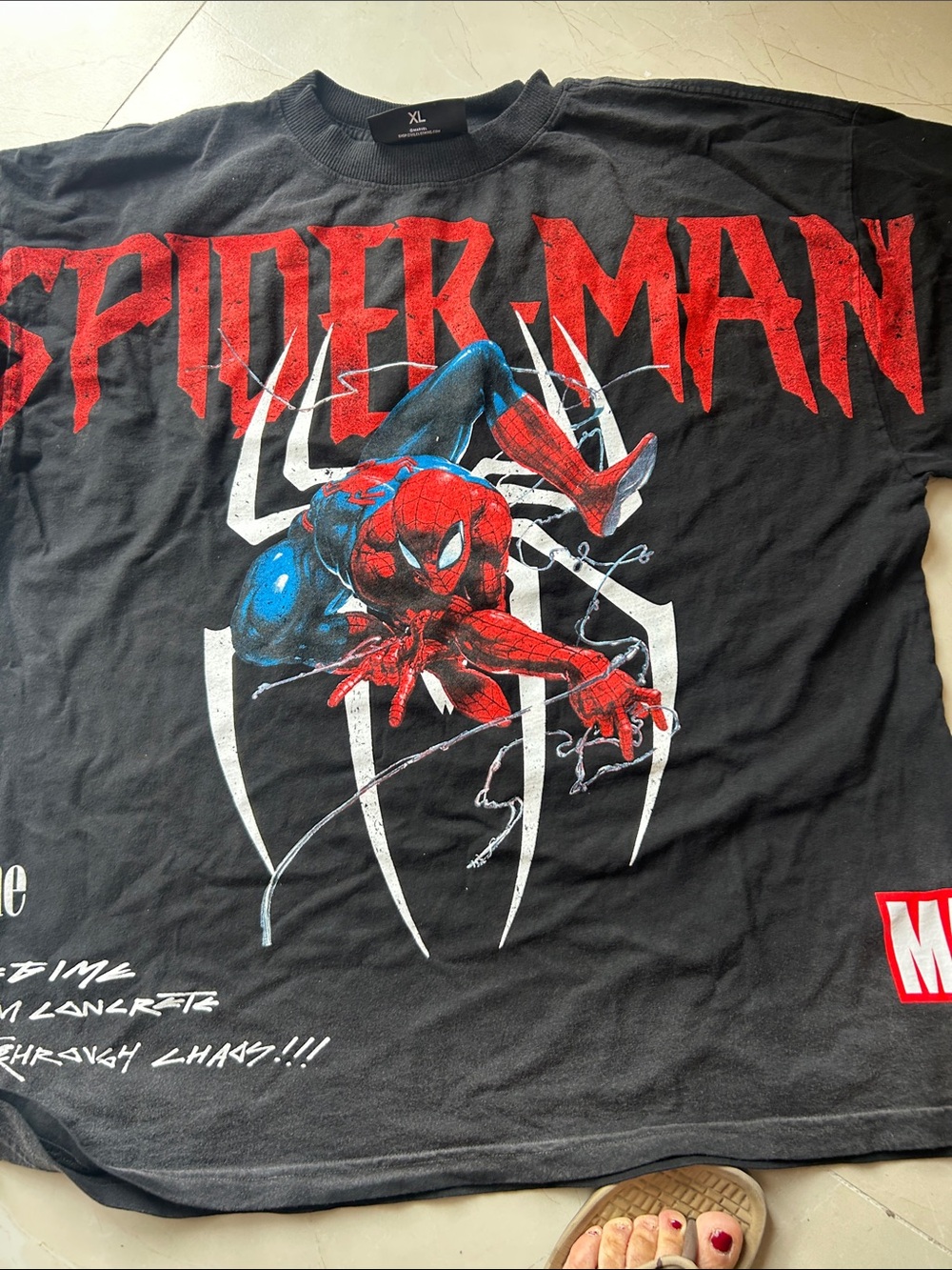 Marvel Spider-Man Black civil regime  oversize heavyweight  xl hero, elite Tee